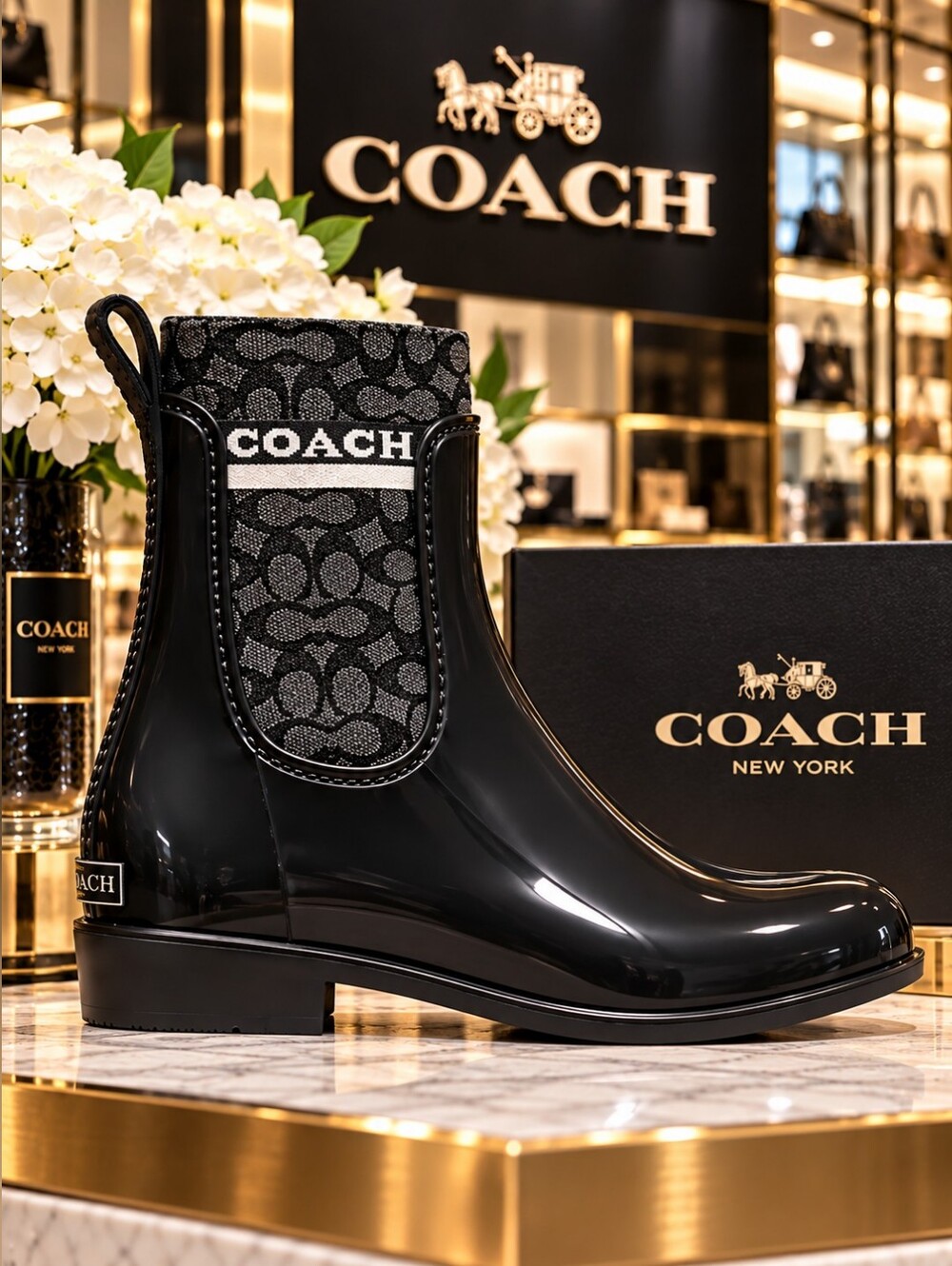 COACH 'Rivington' Women's Rubber Rainboots Sz 11